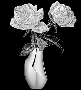 Две розы в вазе - картинки для гравировки